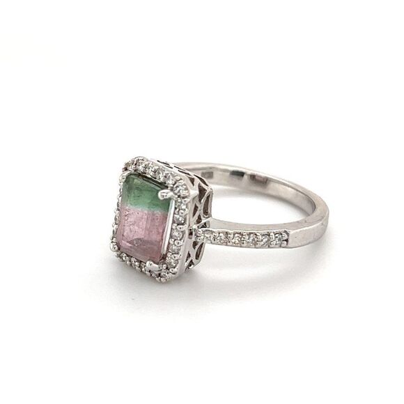 Watermelon Tourmaline Diamond Ring 14k Gold 1.82 TCW Certified $5,450 211910 - Picture 4 of 12
